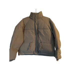 GUC Bamulan Gray Puffer Coat Zipper and Snaps in Front Zipper Pockets Size Large